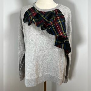 J.Crew Holiday Plaid Ruffle Sweatshirt
